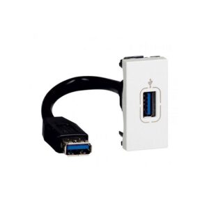 Mosaic Πρίζα USB 3.0 Θηλυκή με Καλώδιο 5m Χωνευτή White