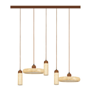 PENDANT LED LINE LIGHT 44W + 3xGU10 MAX 10W NATURAL STONE - BROWN WOOD