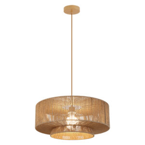 PENDANT LIGHT 1xE27 MAX 40W NATURAL PAPER ROPE - BROWN BEIGE METAL