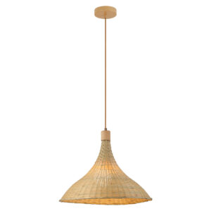 PENDANT LIGHT 1xE27 MAX 40W NATURAL RATTAN - BROWN BEIGE METAL