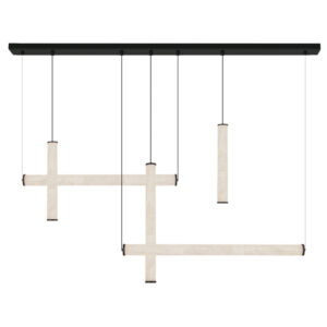 PENDANT LED LIGHT 93W 3000K SUNDY BLACK METAL - ALUMINIUM - ALABASTER