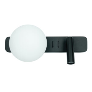 LED ΦΩΤΙΣΤΙΚΟ ΑΝΑΓΝΩΣΗΣ ΤΟΙΧΟΥ 3W+1xG9 MAX 5W ΟΠΙΣΘΙΟ ΦΩΣ ΜΑΥΡΟ ΜΕΤΑΛΛΙΚΟ ΑΛΛΟΥΜΙΝΙΟ- ΟΠΑΛ ΓΥΑΛΙ