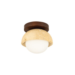 WALL LIGHT 1xG9 LED MAX 5W NATURAL STONE - BROWN WOOD - OPAL GLASS