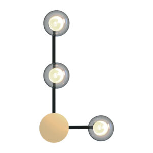 WALL LIGHT 3xG9 MAX 7W SANDY BLACK - GOLD MATT - SMOKED GLASS