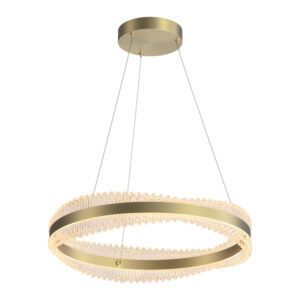 PENDANT LED LIGHT 58W 3000K TRIAC BRUSHED GOLD METAL - CRYSTAL