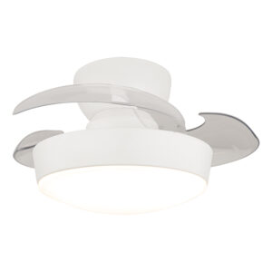 CEILING FAN WITH LED LIGHT 20W 3000K-4000K-6500K WHITE MATT METAL - TRANSPARENT POLYCARBONATE BLADES