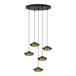 PENDANT LED LIGHT 45W 3000K BLACK BASE - SANDY BLACK SHADE - BRUSHED GOLD ELECTROPLATE