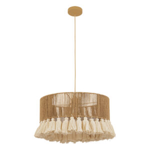 PENDANT LIGHT 1xE27 MAX 40W BROWN BEIGE METAL - NATURAL PAPER ROPE