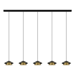 PENDANT LED LINE LIGHT 45W 3000K BLACK BASE - SANDY BLACK SHADE - BRUSHED GOLD ELECTROPLATE