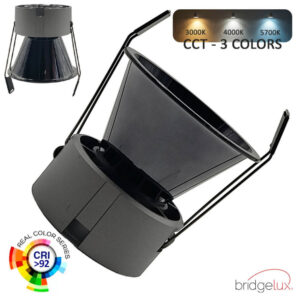 Spot Οροφής Led Χωνευτό bridgelux chip selectable 12W CCT Cone Front Black Mercury